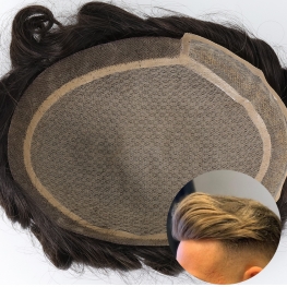 Affordable Silk top with pu around Men toupees Natural hairline hair replacement system 