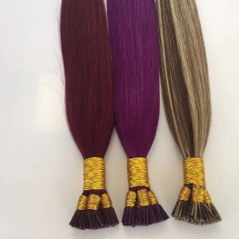 Prebonded Keratin Hair Extensions Salon Quality  Purple blonde hightlight color I Tip Remy Human Hair Factory Supply