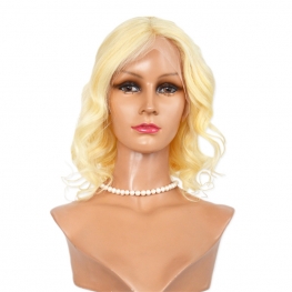 Curly full lace wig bob wig with 14 16 18 inch blonde #613