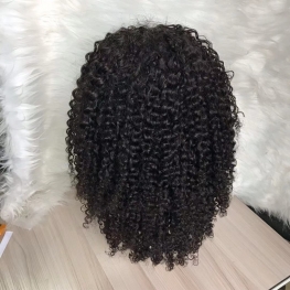 Jerry Curl lace front wig 16 inch natural black fashion wig 