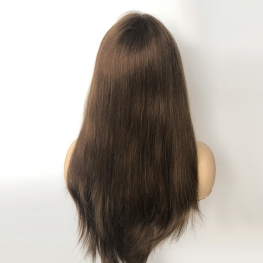 jewish women wear wigs mono top with PU tap in middle cold tone brown