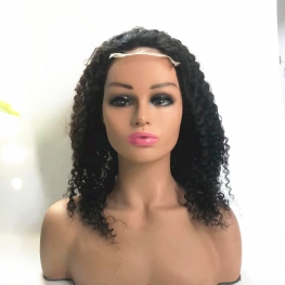 180% density closure wig combination wig kinky curly 12 inch